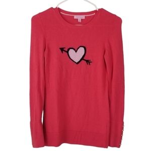 Lilly Pulitzer Pink Heart Print Wool Blend Long Sleeve Sweater Size XS